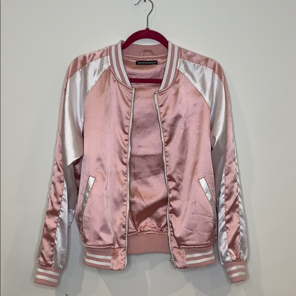 Brandy Melville Jackets & Blazers - Brandy Melville pink satin bomber jacket